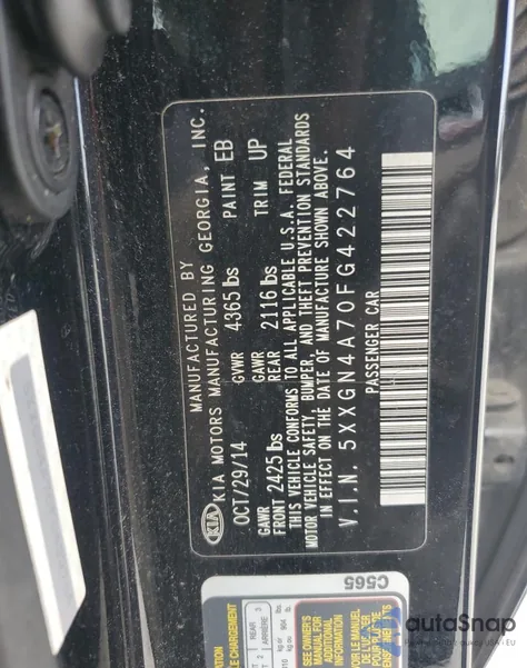 2015 Kia Optima Ex z USA, uszkodzony, nr VIN 5XXGN4A70FG422764